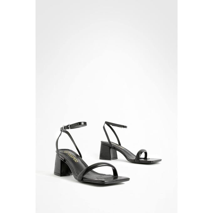 boohoo Dames Square Toe Block Heel Two Part Heels | Black | Maat: 6