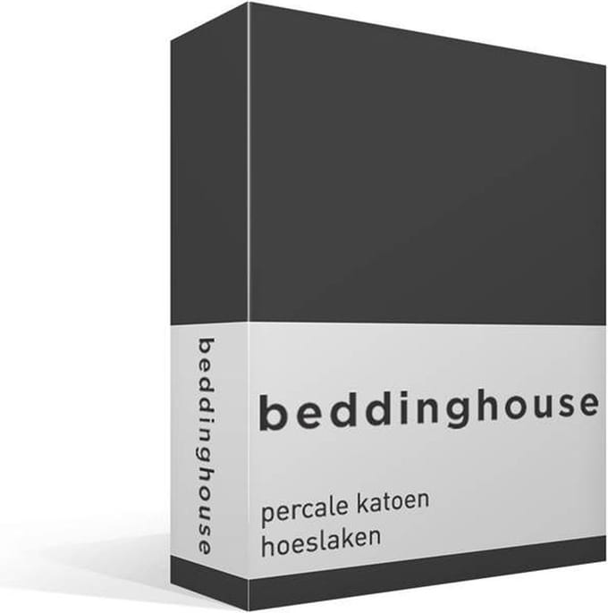 Beddinghouse percale katoen hoeslaken - Eenpersoons - Anthracite