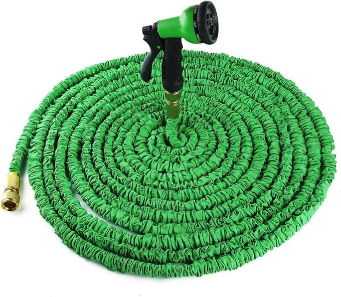 Tuin Waterslang Uitbreidbaar 50ft Groen - Met Messing Connectors en Spuitpistool