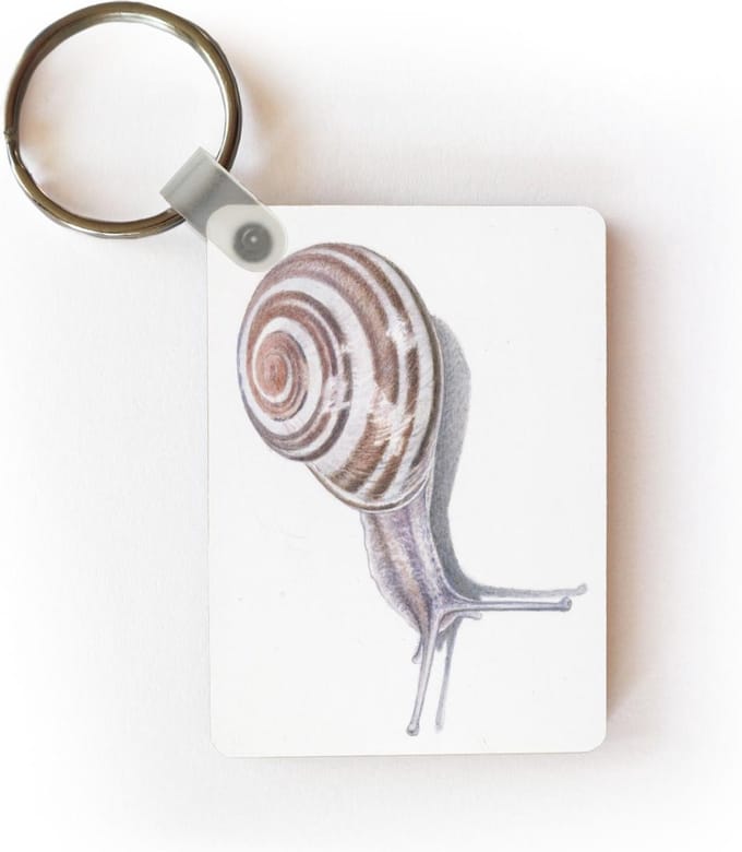 Sleutelhanger - Slak - Aquarel - Dieren - Uitdeelcadeautjes - Plastic