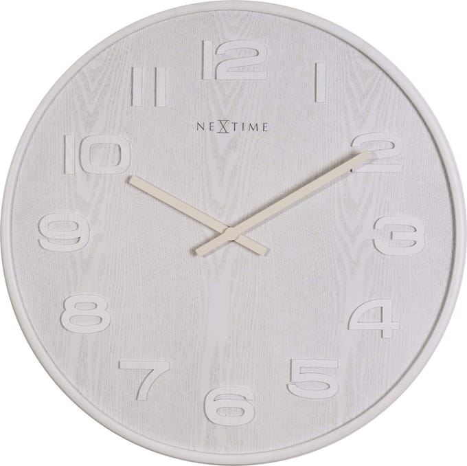 NeXtime Wood Wood Big – Wandklok – 52.8 × 3 cm – Hout – Wit