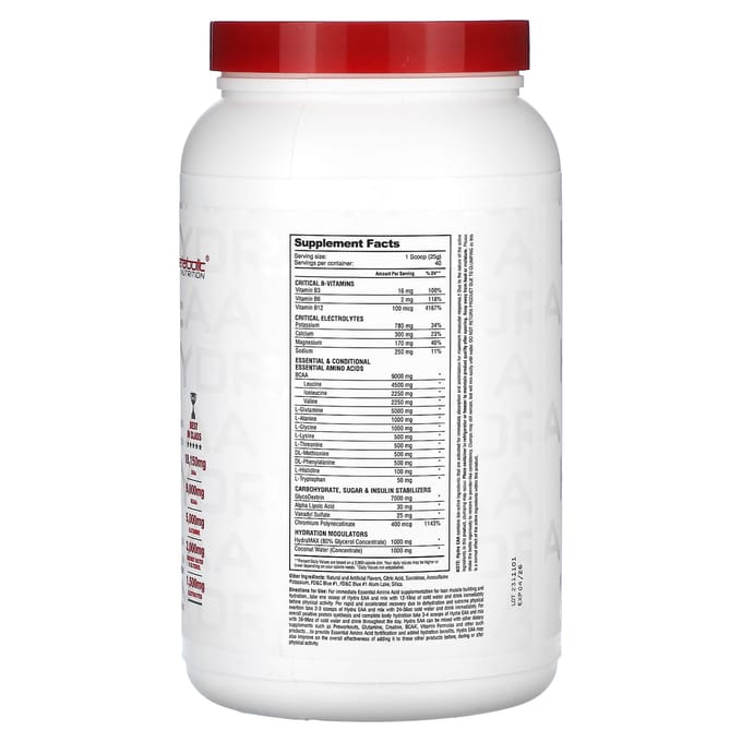Metabolic Nutrition, Hydra EAA, Blauwe Framboos, 35.2 oz (1.000 g)