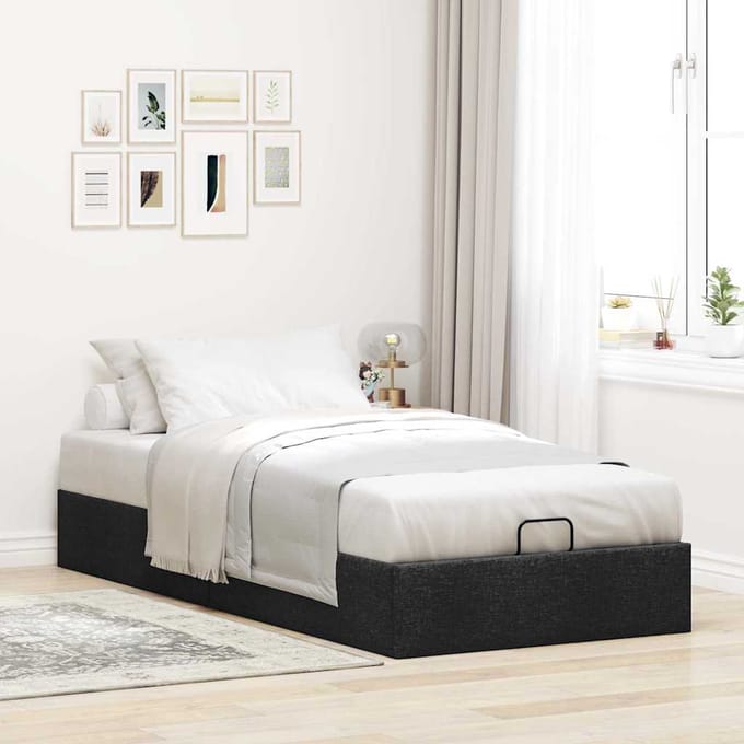 vidaXL - Bedframe - zonder - matras - 100x200 - cm - stof - zwart