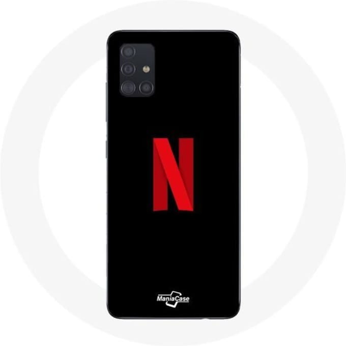 Samsung Galaxy A51 hoesje Netflix Logo rood zwarte achtergrond