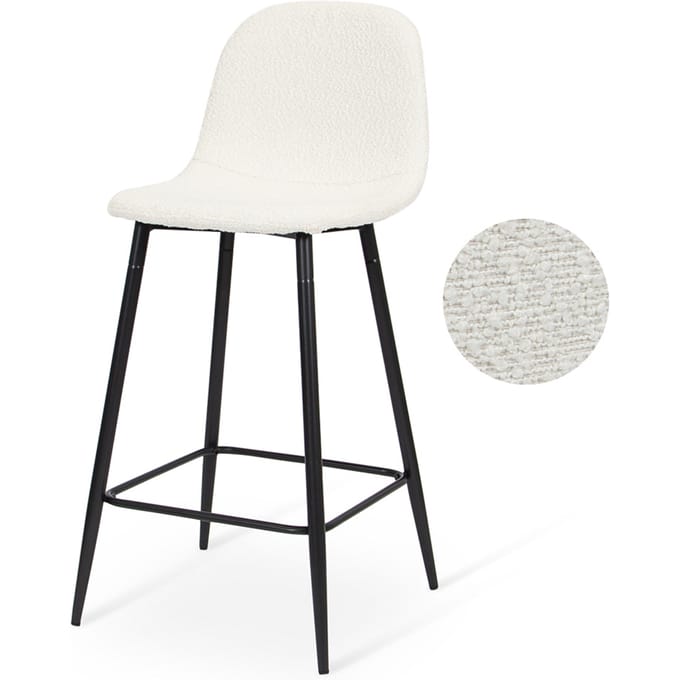 Milton & Oldbrook Bouclé Lage Barkruk Milan Wit