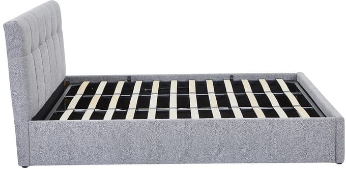 Vente-unique Bed met opbergruimte stof grijs 180 x 200 cm (Super King Size Bed)