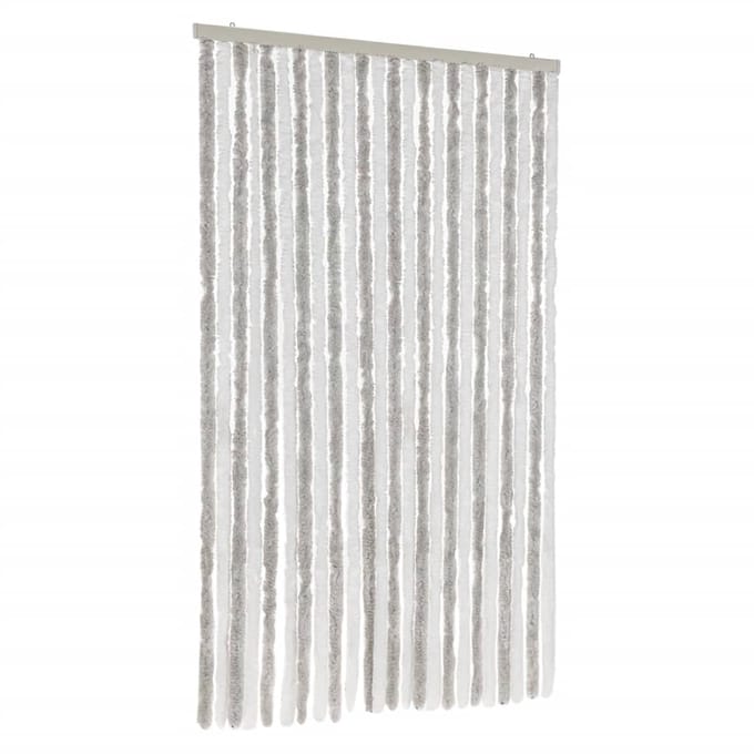 vidaXL - Vliegengordijn - 100x200 - cm - chenille - lichtgrijs - en - wit