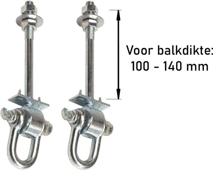 2 Stuks Schommelhaken met Gelagerde Harpsluiting M12 160mm