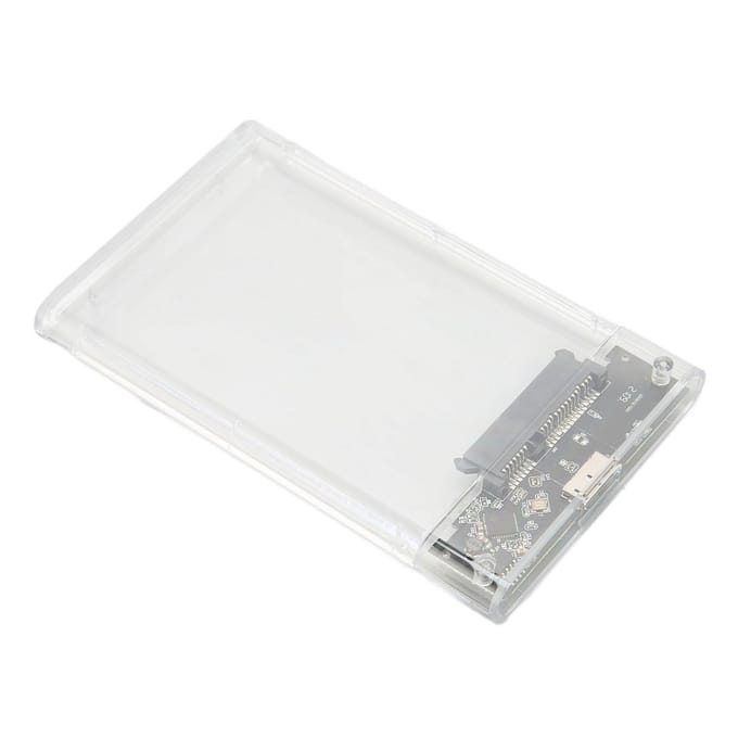 Boîtier de disque dur transparent 2,5 pouces, portable, Plug and Play, SATA 2,5 pouces, série USB 3.0, 5 Gbit/s, transparent white