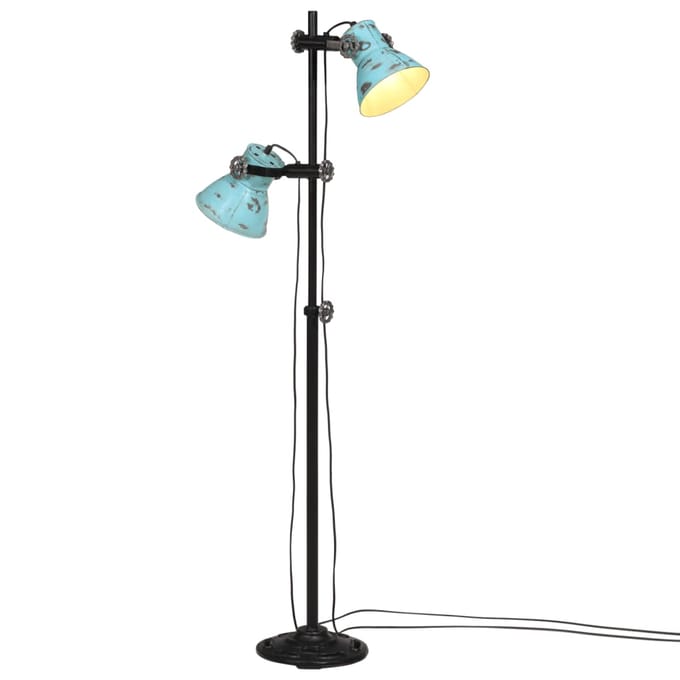 vidaXL Vloerlamp 25 W E27 25x25x90/140 cm verweerd blauw