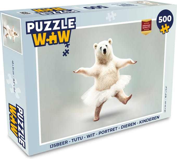 Puzzel IJsbeer - Tutu - Wit - Portret - Dieren - Kinderen - Legpuzzel - Puzzel 500 stukjes