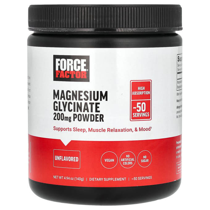 Force Factor, Magnesiumglycine Poeder, Ongezoet, 140 g (140 g)