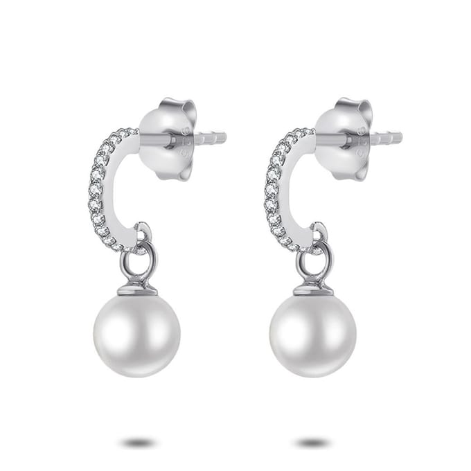 Twice As Nice Oorbellen in zilver, parel en steentjes