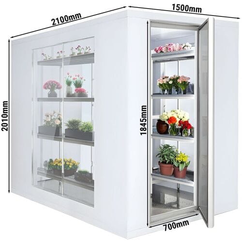 GGM Gastro Kühlzelle - 1500x2100mm - 4,8m³ - mit 3 Glasseiten Wit