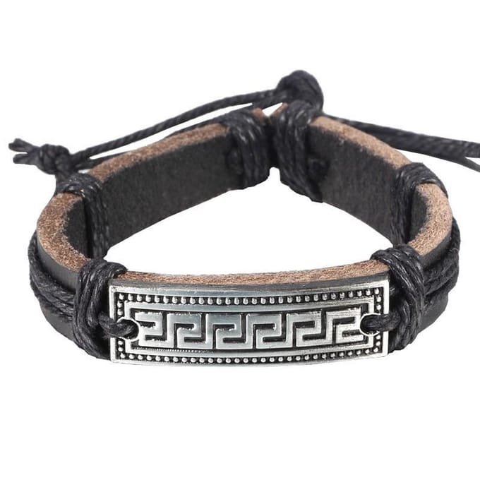 Fako Bijoux® - Leren Armband - Leder - Egypte - Zwart