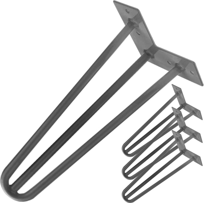 PrimeMatik - Tafel- en meubelpoten Stalen poten 3 stangen 41 cm 4-pack
