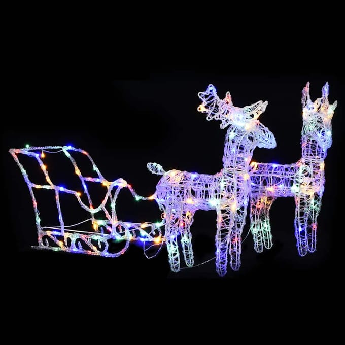 vidaXL - Kerstversiering - rendieren - en - slee - 160 - LED's - 130 - cm - acryl