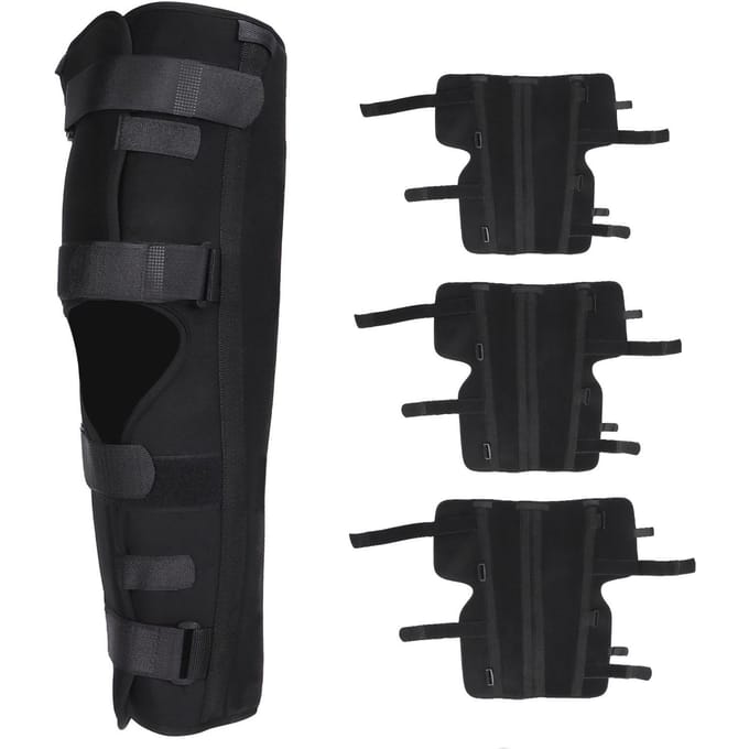 Genouillère réglable Support solide Genouillère confortable avec quatre sangles Pour soulager la douleur Large
