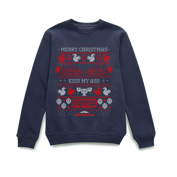 National Lampoon Merry Christmas Knit Christmas Jumper - Navy - M