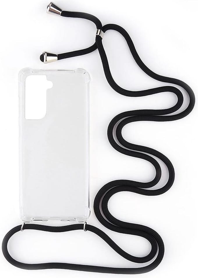 Shop4 - Samsung Galaxy S21 Plus Hoesje - Zachte Back Case met Koord Zwart