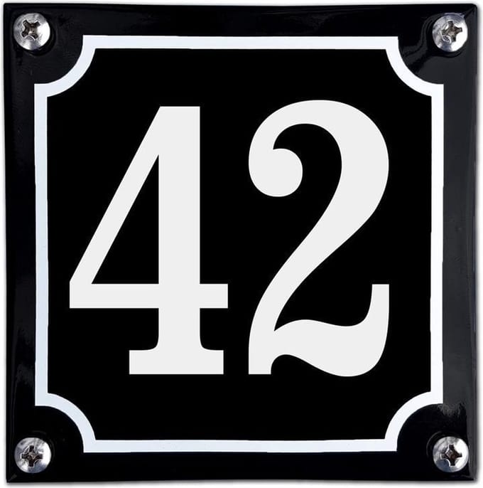 Zwart emaille huisnummer  - 42