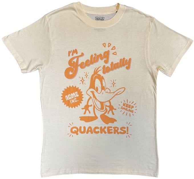 Looney Tunes - Feeling Totally Quackers Heren Tshirt - M - Creme