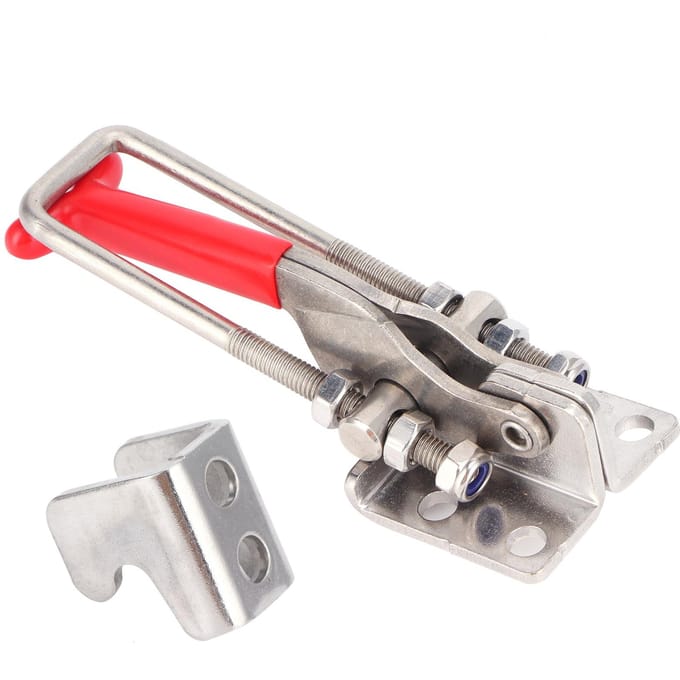 Gespsluiting met grendel, hardwarebevestiging, verstelbare roestvrijstalen klem, levering 431SS gray