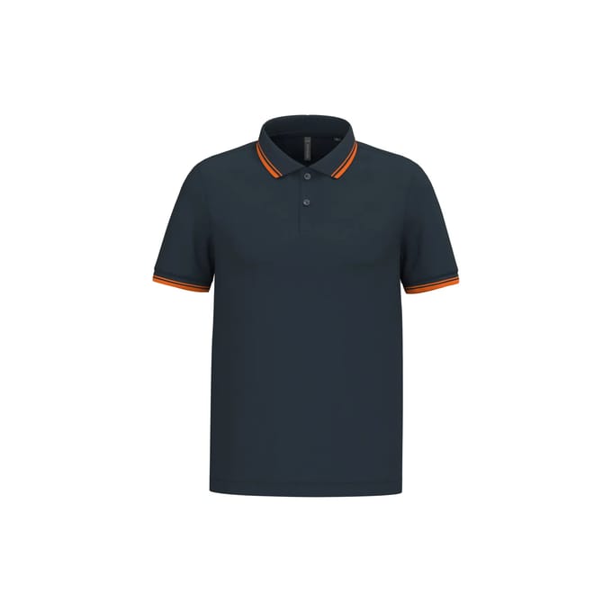 Kariban Gestreepte herenpolo korte mouwen K272 - Navy / Orange - M