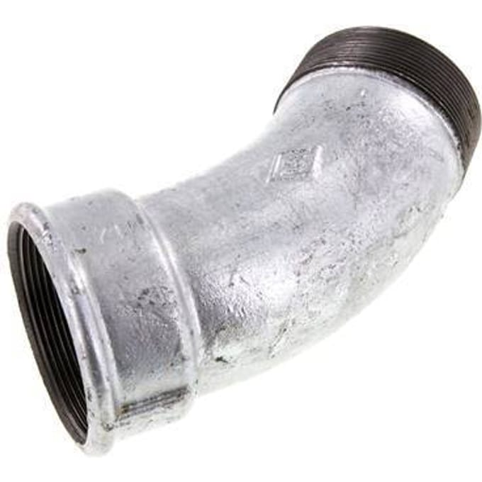 L-Koppeling 45° R2 1/2" Buitendraad X Rp2 1/2" Binnendraad Gietijzer 25bar