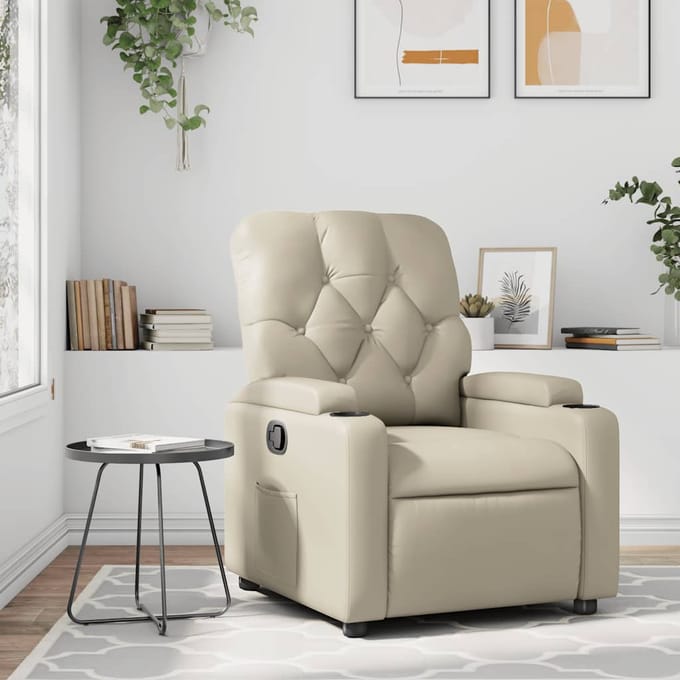 vidaXL - Fauteuil - verstelbaar - kunstleer - crèmekleurig