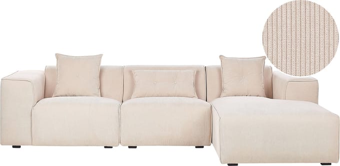 DOLVA - Hoekbank - Beige - Linkerzijde - 294 cm - Corduroy