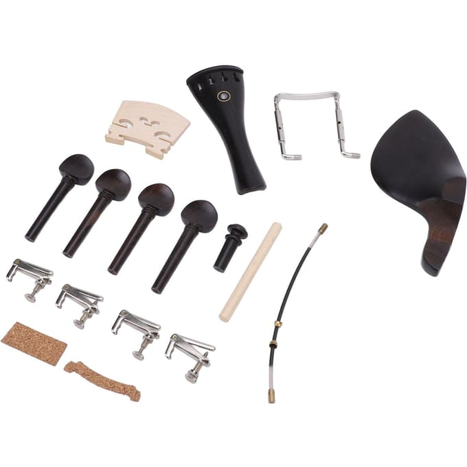 15-delige Viool Accessoires Kit 3 4 4 4 Volledige Maat Universeel Ebbenhout Metaal Vervangingsonderdelen Set black
