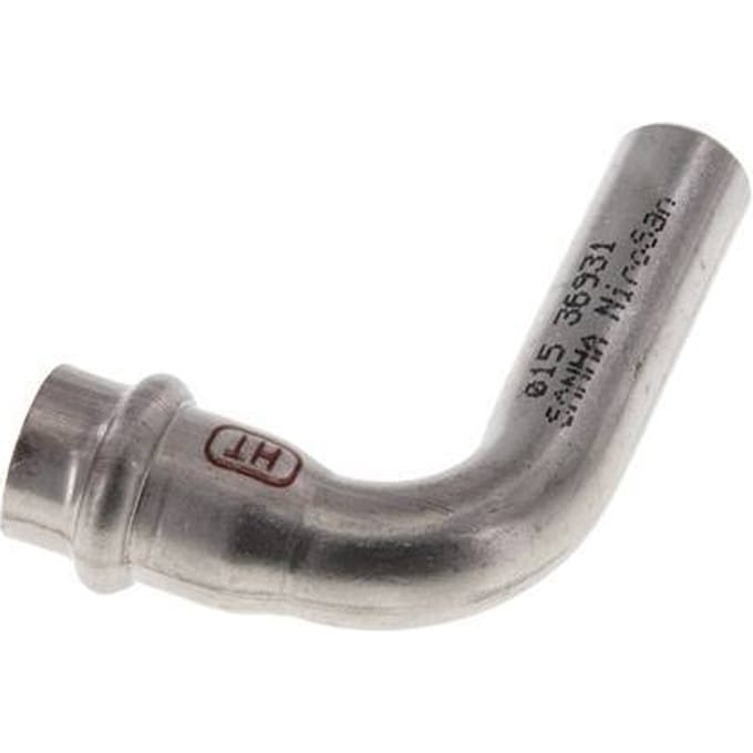 90 graden L-Perskoppeling - 15mm Persmof & 15mm Buiseinde - RVS