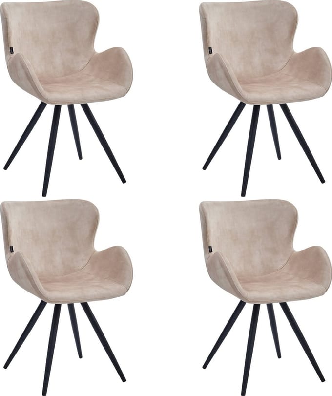 Colenis® - Anabella Eetkamerstoel - Set Van 4 - Beige - Adoré Velvet - Industrieel - Met armleuning