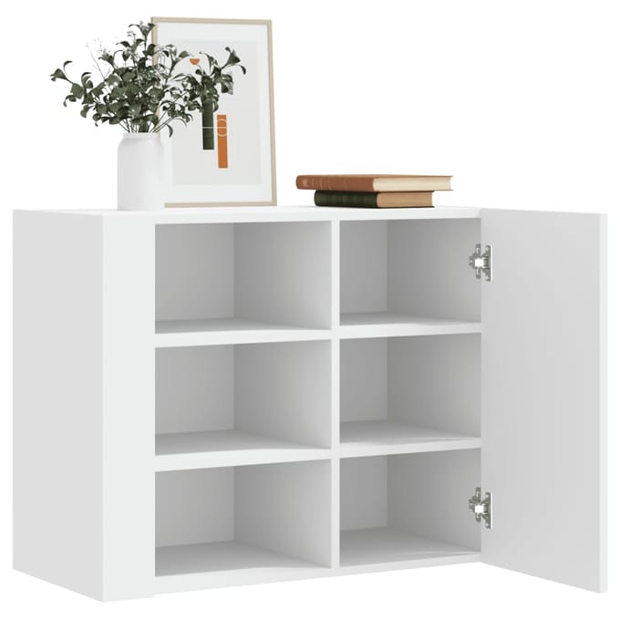 vidaXL - Wandkast - 75x35x60 - cm - bewerkt - hout - wit
