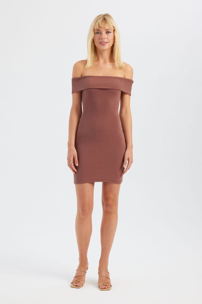 Off-Shoulder Mini Bodycon Jurk