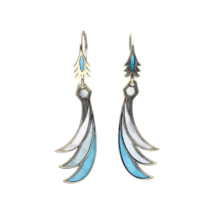 Bela Donaco - Oorbellen Art Deco – Resin Art – Messing