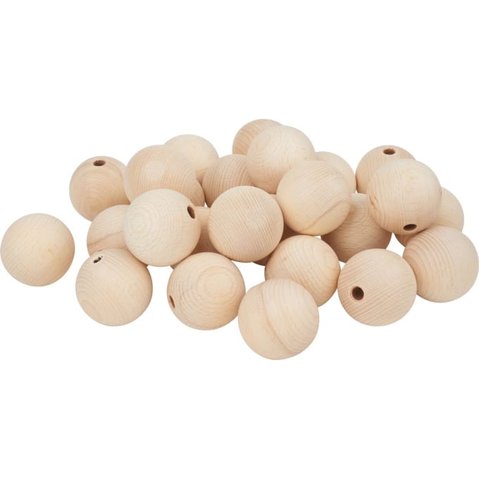 Houten kogels halfgeboord, Ø 50 mm - 25 stucks