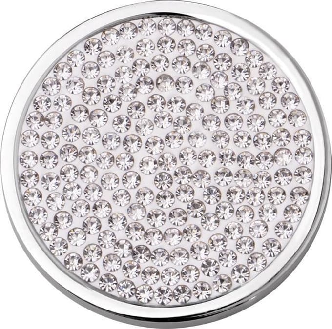Quiges - Munthouder Munt 33mm RVS met Zirkonia Wit - EPR073