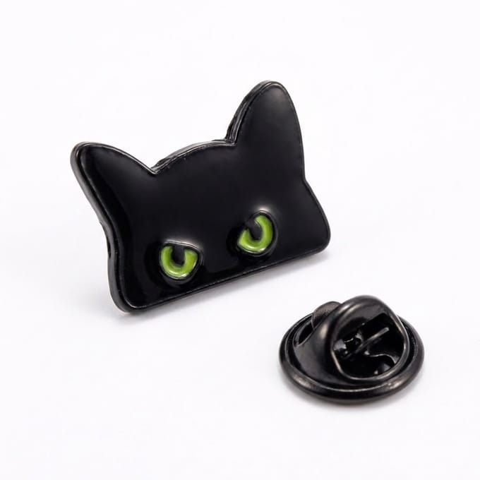 Charmante Zwarte Kattenbroche – Minimalistische Emaille Pin