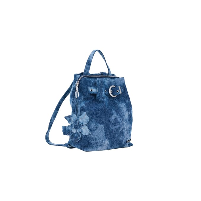 Desigual handtas schoudertas Jackdenim Globe Hand Bag Denim Raw blauw