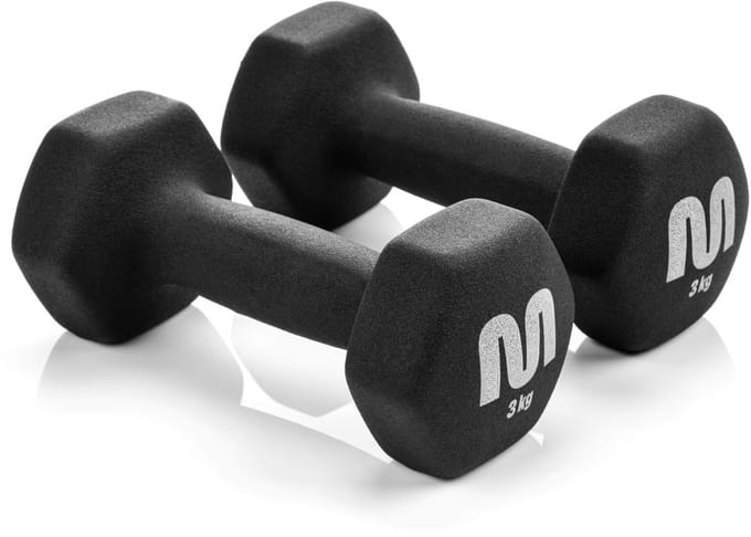 Meteor - Halterset - 2 x 3 kg - Hexagonaal - PVC-coating - Gietijzer