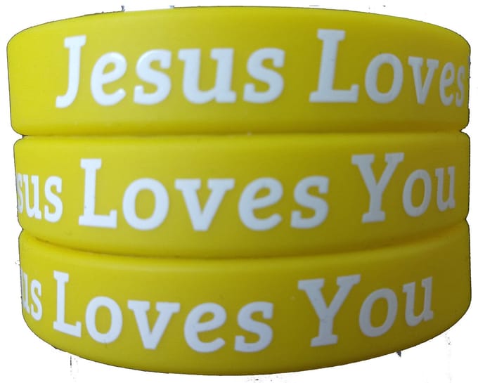 Siliconen Armband - Jesus Loves You - Geel