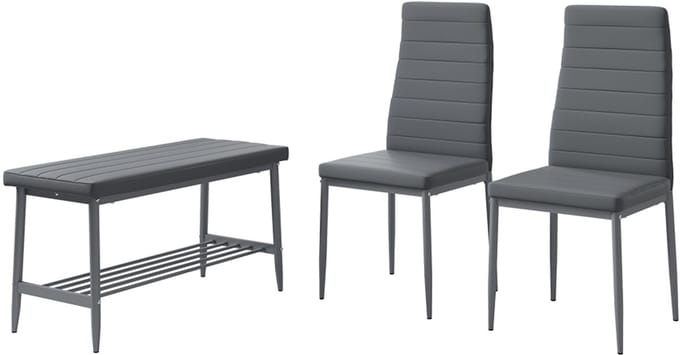 Vicco Grand Bank en stoel – 85 x 46.5 cm 3-delige set Grijs