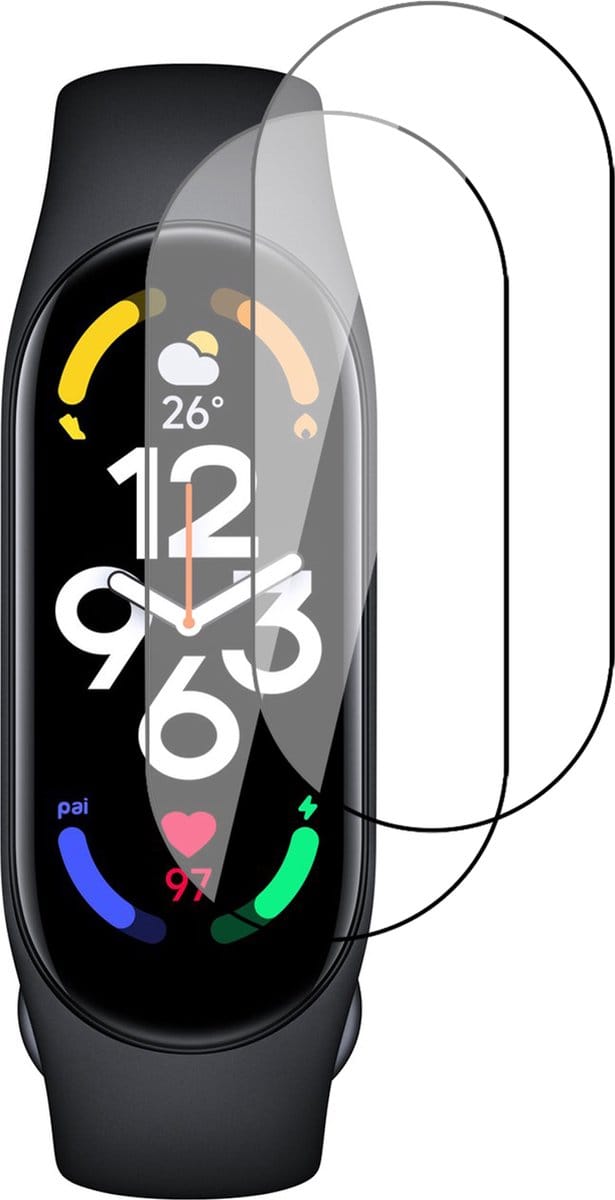 Screenprotector geschikt voor Xiaomi Mi Band 7 - PET Glasfolie Full Screen Protector - 2 Stuks