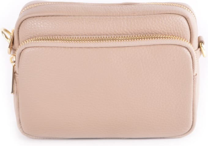 Giuliano lederen schouder tas - taupe - made in Italy