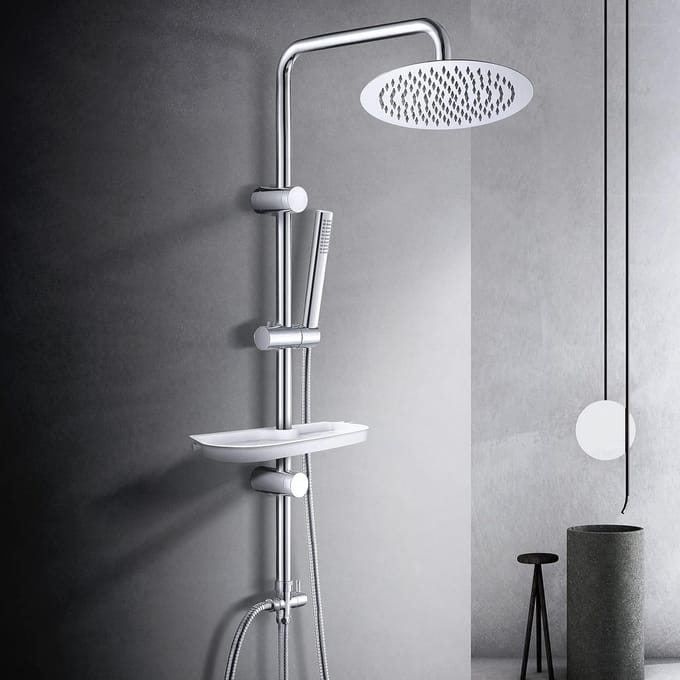 PromoHome Compleet Doucheset met plank - Chroom regendouche systeem
