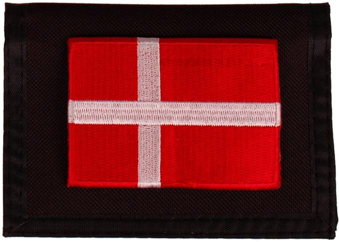 Portemonnee zwart 14x10cm - Vlag Denemarken - 8x6cm