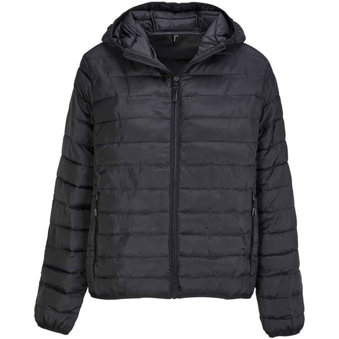 SOLS Dames Stream Gewatteerde Hoodie Jas (Zwart)
