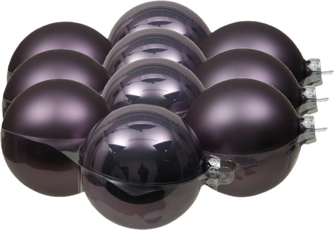 12x stuks kerstversiering kerstballen lila paars van glas - 10 cm - mat/glans - Kerstboomversiering